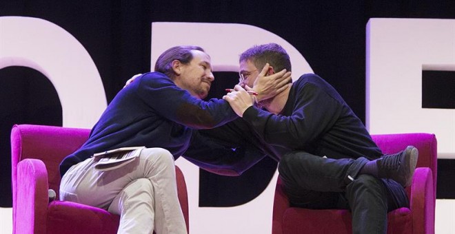 Pablo Iglesias y Albano Dante, durante el acto. EFE/Marta Pérez
