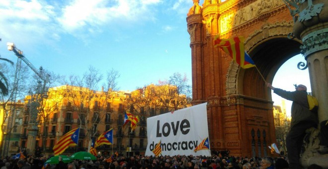 La concentració del passeig Lluís Companys. LAURA SAFONT