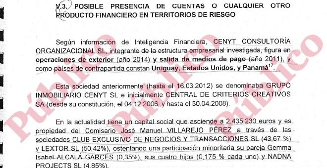 Extracto del informe sobre el origen ilÃ­cito del patrimonio del comisario Villarejo.
