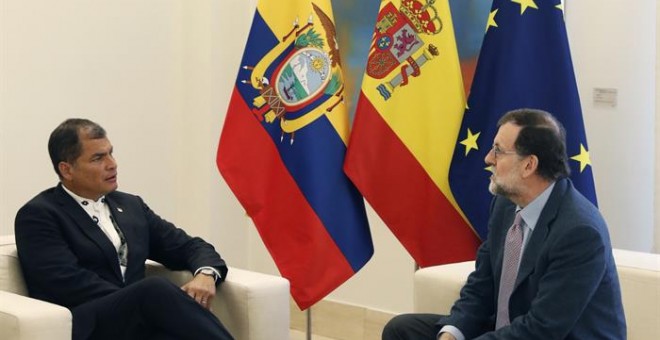 Mariano Rajoy, y el presidente ecuatoriano, Rafael Correa, durante la reunión que mantuvieron en la visita a España de Correa/EFE