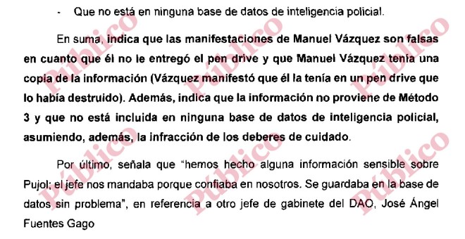 Fragmento de la denuncia de Francisco Marco por el 'caso pendrives'.