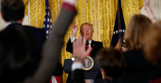 Trump, durante una rueda de prensa en la Casa Blanca. EFE