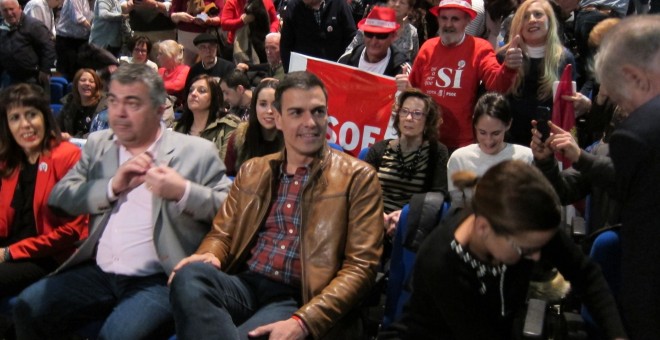 Pedro Sánchez en el acto de este viernes en Burlada. /EP