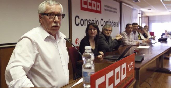 El secretario general de CCOO, Ignacio Fernández Toxo, durante su intervención en la reunión extraordinaria del Consejo Confederal del sindicato. EFE/Fernando Alvarado