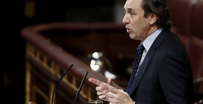 El portavoz del Grupo Popular, Rafael Hernando, durante su intervención en el pleno del Congreso de los Diputados.EFE/Mariscal