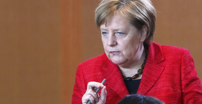 Angela Merkel en una intervención ante su grupo parlamentario en el Bundestag. REUTERS/Fabrizio Bensch