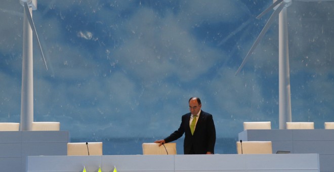 El presidente de Iberdrola, Ignacio Sanchéz Galán, al inicio de la Junta General de Accionistas de Iberdrola, en Bilbao. EFE/Luis Tejido