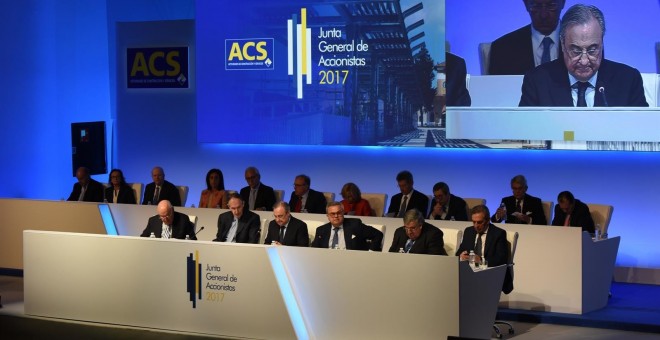 Florentino Pérez, en la última junta de accionistas de ACS. E.P.