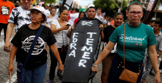 Protestas contra el presidente brasileño Michel Temer. REUTERS/Bruno Kelly.