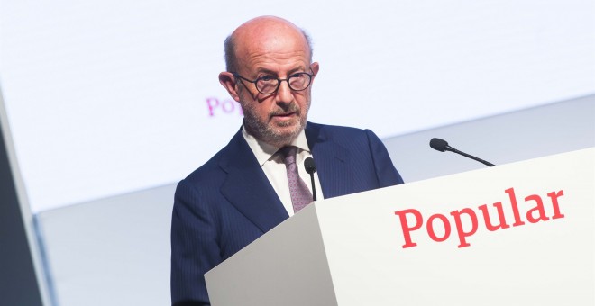 El presidente del Banco Popular, Emilio Saracho, durante la última junta de accionistas de la entidad. E.P./Máximo García de la Paz