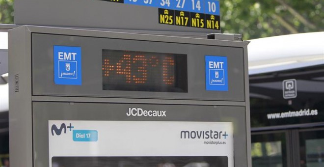Un termómetro en el centro de Madrid el pasado viernes. - EFE