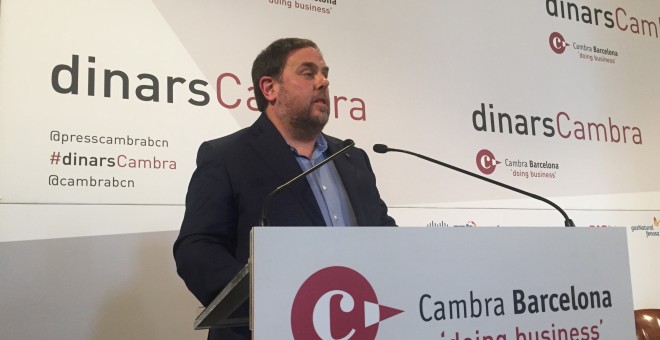 Oriol Junqueras, vicepresident de la Generalitat, s'adreça als empresaris de les Cambres de Comerç
