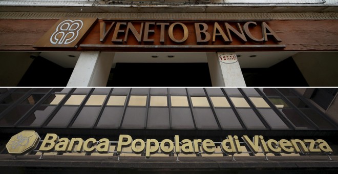 Las sedes de Banca Popolare de Vincenza y de Veneto Banca. REUTERS
