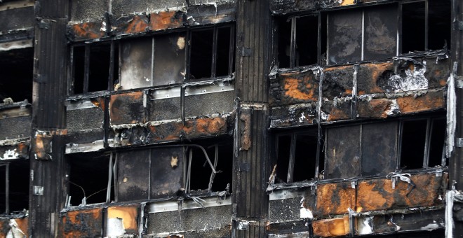 Estado en el que quedó la torre Grenfell tras el incendio. /REUTERS