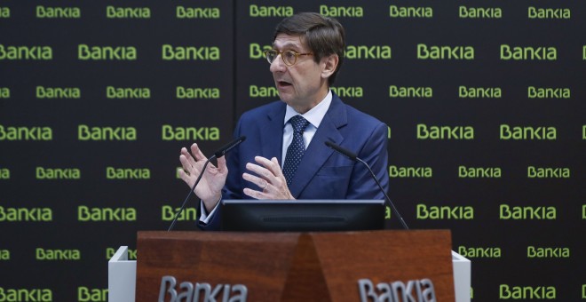 El presidente de Bankia, José Ignacio Goirigolzarri, durante la presentación en Madrid del acuerdo de fusión alcanzado entre la entidad que preside y BMN. EFE/Emilio Naranjo
