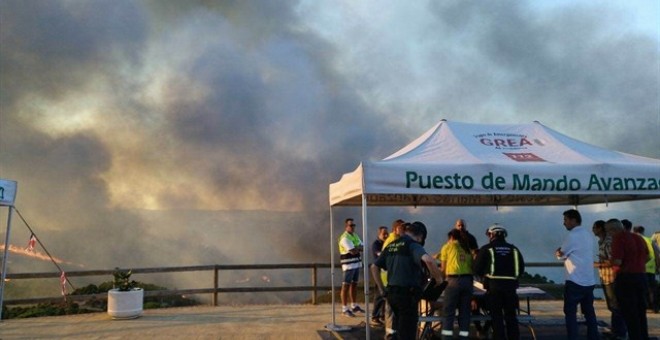 El fuego sigue activo en la zona de las Minas de Riotinto (Huelva).JUNTA DE ANDALUCÍA