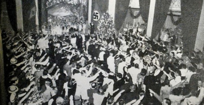 Acto nazi en la Sociedad Germánica en 1938. / ARCHIVO CEDOC / UNISC
