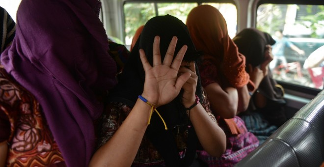 Personas indígenas víctimas de trata en Guatemala. AFP