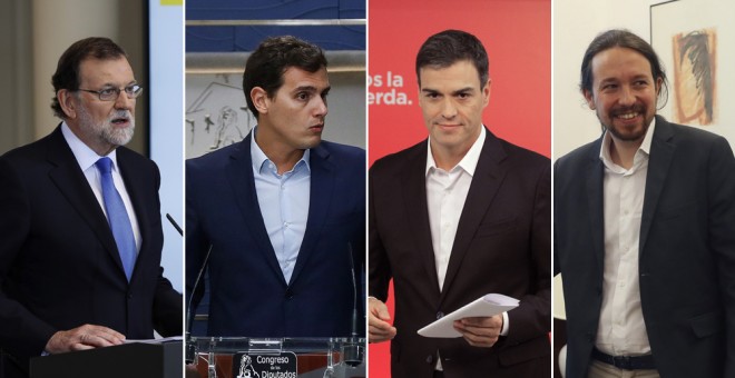 Mariano Rajoy, Albert Rivera, Pedro Sánchez y Pablo Iglesias. EFE