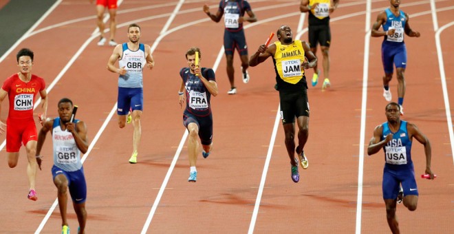 Instante en el que bolt se lesiona.- John Sibley (REUTERS)