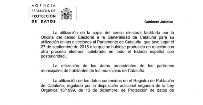 Protección de Datos investiga el posible acceso ilícito a bases de datos estatales para la creación del censo electoral catalán