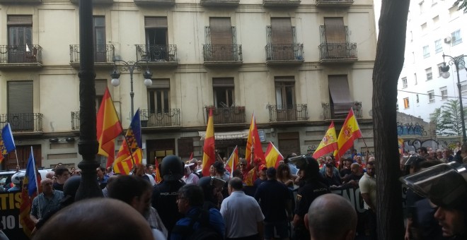 Ultradretans es manifesten a València a les portes de l'acte solidari amb Catalunya