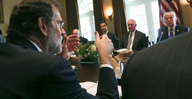 Rajoy y Trump, en la Casa Blanca el martes. EFE/JuanJo Martín