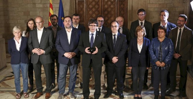 Declaración del president catalán Carles Puigdemont y su gobierno tras el referéndum celebrado en Catalunya. EFE/Jordi Bedmar