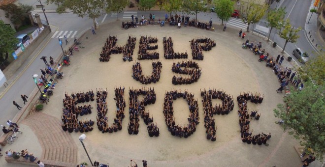 Los vecinos de Sant Antoni de Vilamajor (Barcelona) piden a la UE que interceda, este martes. EP