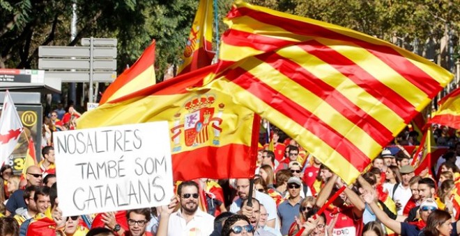 Manifestación en Barcelona a favor de la unidad de España. / EP