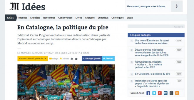 Editorial de 'Le Monde' sobre Catalunya.
