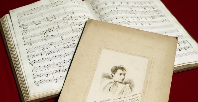 La partitura manuscrita de 'Shiava e Regina', la primera ópera compuesta en España por una mujer, la barcelonesa Maria Lluïsa Casagemas - EFE/Andreu Dalmau
