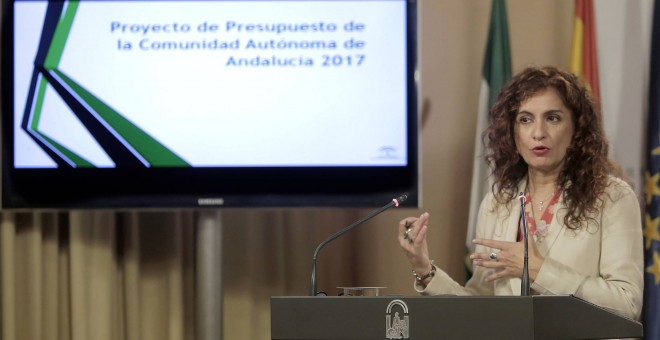 María Jesús Montero, consejera andaluza de Hacienda, este viernes en la presentación de los Presupuestos de 2018. /Junta de Andalucía