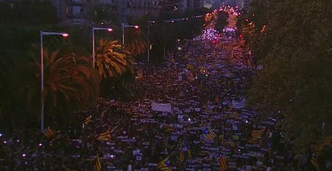 Panoràmica de la manifestació a les 18h. FOTO: ANC