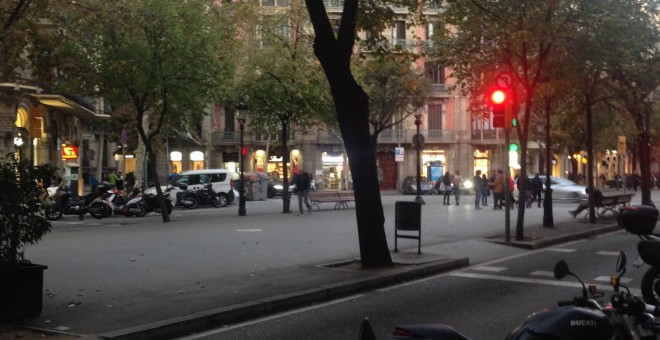 La Rambla de Catalunya de Barcelona, semibuida a les 17:30h, mentre tenia lloc la manifestació sobiranista
