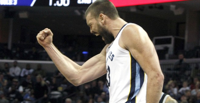 Marc Gasol durante su partido de NBA disputado contra San Antonio Spurs.EFE/Karen Pulfer Focht