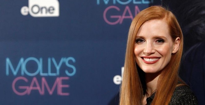 La actriz californiana Jessica Chastain, dos veces nominada al Óscar, durante la presentación de 'Molly's Game / EFE