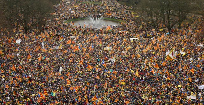 Moment de la manifestació 'Europe: Wake Up', aquest dijous a Brussel·les. / REUTERS/Francois Lenoir.