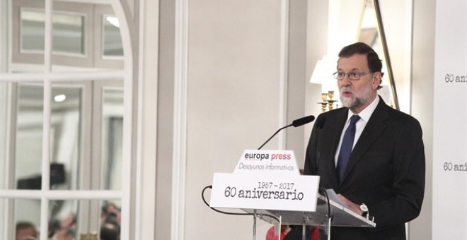 El presidente del Gobierno, Mariano Rajoy, en un desayuno informativo celebrado por el 60 aniversario de la agencia Europa Press. EP