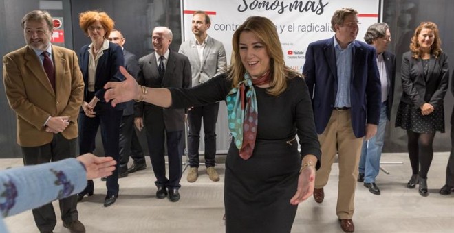 Susana Díaz, este lunes en Sevilla. EFE/Julio Muñoz