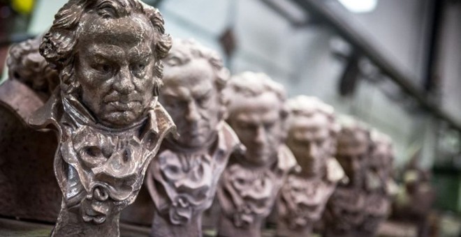 Estatuillas de los Premios Goya.