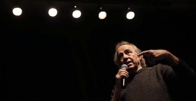 Joan Manuel Serrat en la presentación de la gira 'Mediterráneo da capo' este jueves en el Círculo de Bellas Artes. EFE