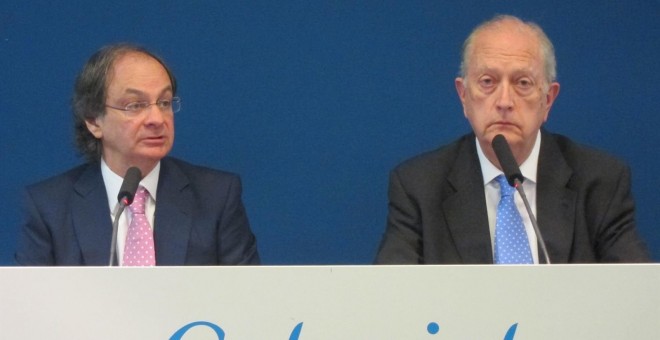 El consejero delegado de Colinal, Pere Viñolas (i), y el presidente de la inmobiliaria, Juan José Brugera (d). E.P.