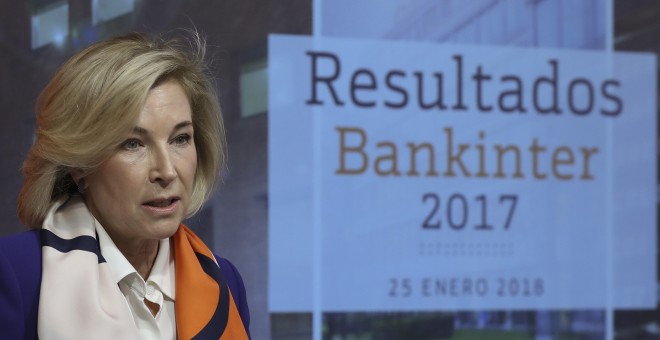 La consejera delegada de Bankinter, María Dolores Dancausa, en la presentación de los resultados del banco en 2017. EFE