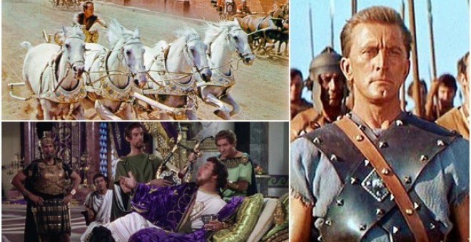 Imágenes de las películas 'Benn.Hur', 'Quo Vadis', y 'Espartaco'.