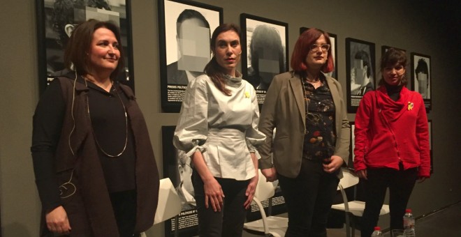 Anna Sáez, Txell Bonet, Cassandra Vera i Bea Talegón, en el col·loqui al museu de Lleida. | Mònica Mombiela