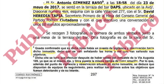 Fragmento del informe de la Policía Nacional sobre los materiales incautados a los Mossos d'Esquadra.