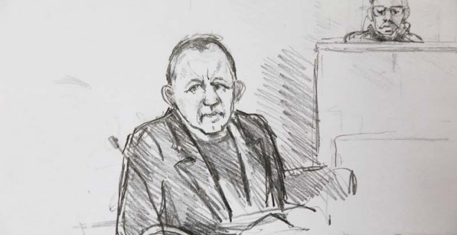 Un dibujo muestran a Madsen durante el juicio. (REUTERS)
