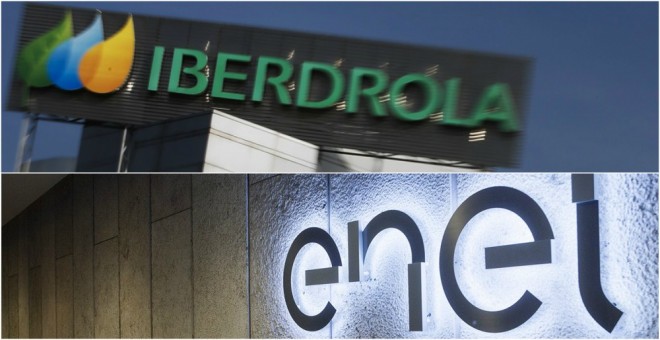 Los logos de las compañías eléctricas Iberdrola y Enel.
