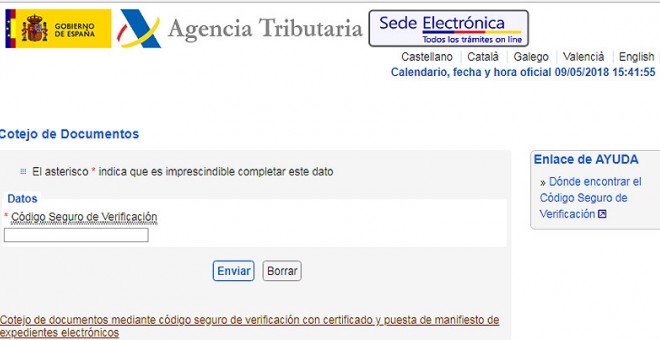Pantalla de la web de la Agencia Tributaria que muestra en dónde se pueden consultar los originales de las liquidaciones de impuestos con los CSV.